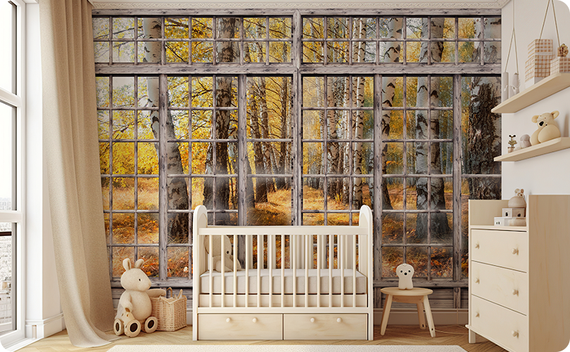 Window View Cool Autumn Wallpaper Mural